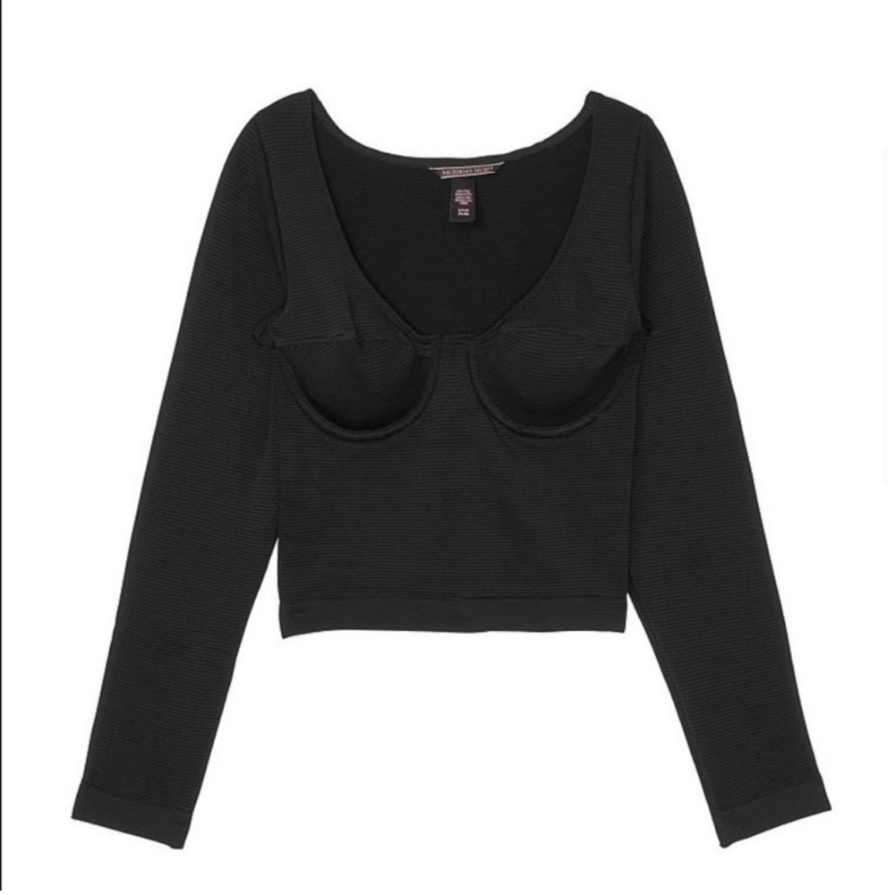 Long sleeve corset top, black